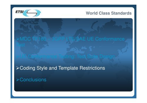 LTE test suites for UE conformance - TTCN-3