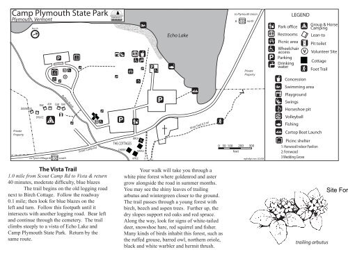 Camp Plymouth State Park Map & Guide - Vermont State Parks