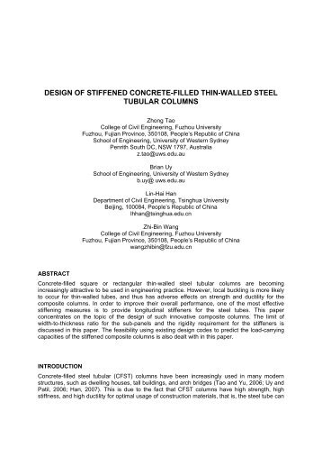 design of stiffened concrete-filled thin-walled steel tubular columns