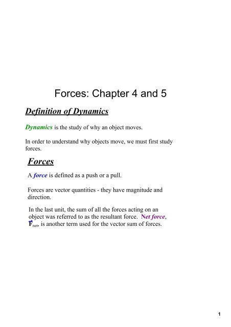 Forces: Chapter 4 and 5