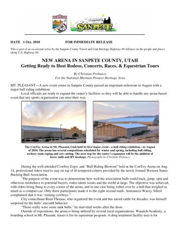 NEW ARENA IN SANPETE COUNTY, UTAH Getting Ready to Host ...