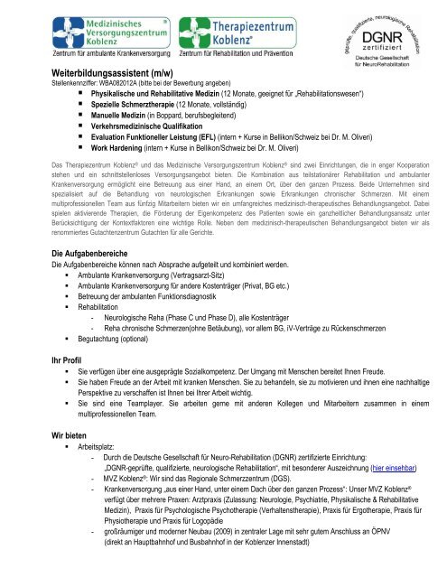 m/w - Therapiezentrum Koblenz