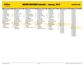 ENCORE WESTERNS Schedule - January, 2012 - Starz