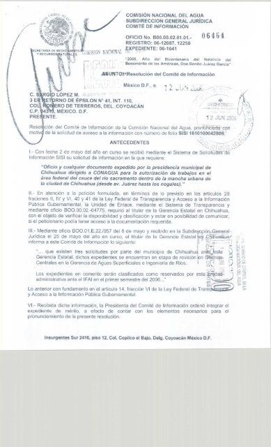 Documento - INFOMEX Gobierno Federal