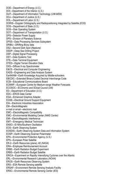 Acronym Dicitonary and Glossary