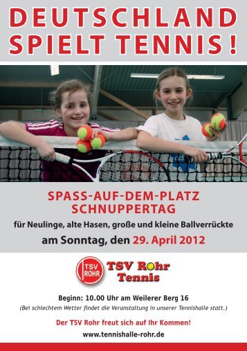 zum Flyer "Deutschland spielt Tennis" - Tennishalle Rohr