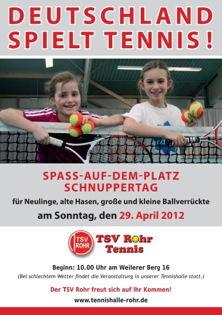 zum Flyer "Deutschland spielt Tennis" - Tennishalle Rohr