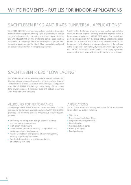 Solutions for Masterbatches - Sachtleben Chemie GmbH