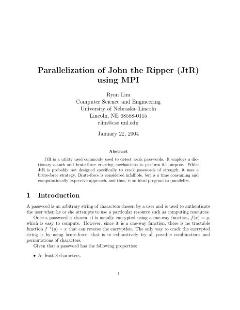 Parallelization of John the Ripper (JtR) using MPI - Openwall file ...