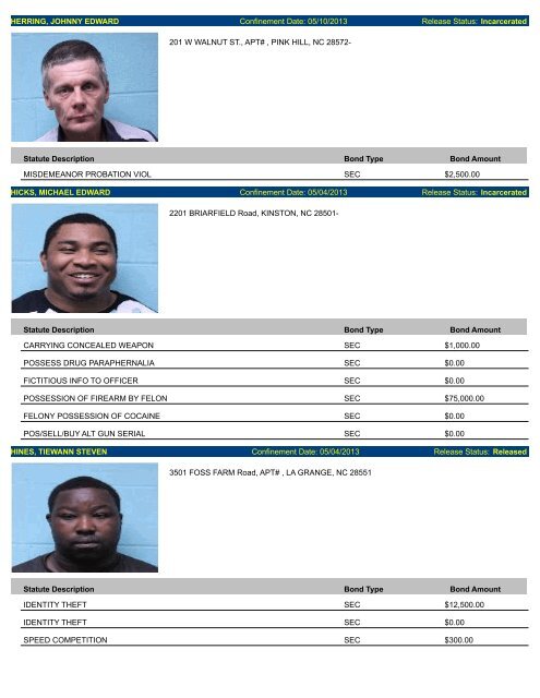 Updated May 10: Mugshots of people arrested in Lenoir County