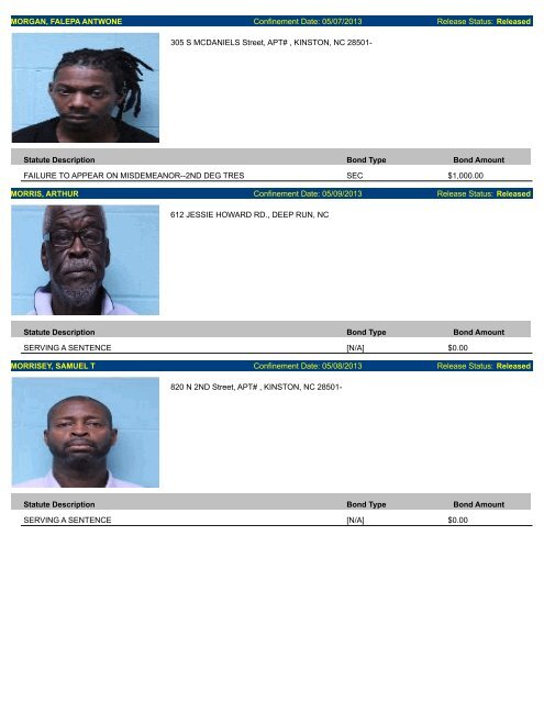 Updated May 10: Mugshots of people arrested in Lenoir County