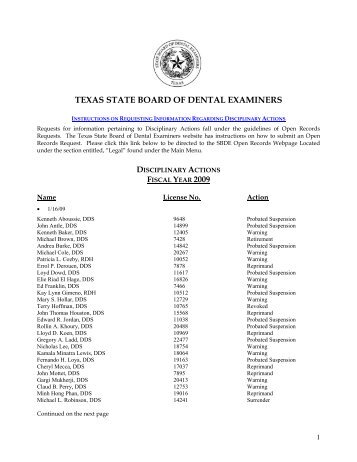 TEXAS STATE BOARD OF DENTAL EXAMINERS