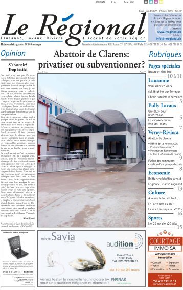 Abattoir de Clarens: privatiser ou subventionner?