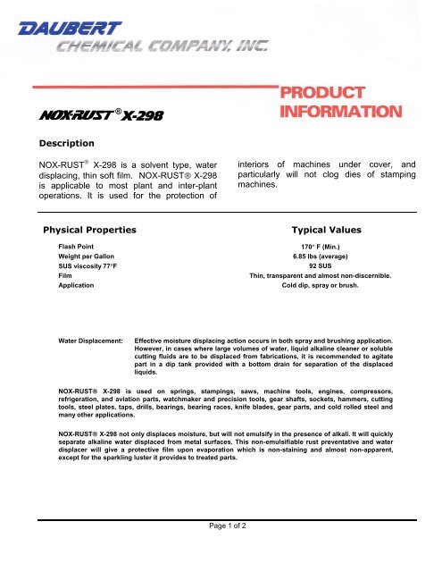 NOX RUST X-298 PI - Daubert Chemical Company, Inc.