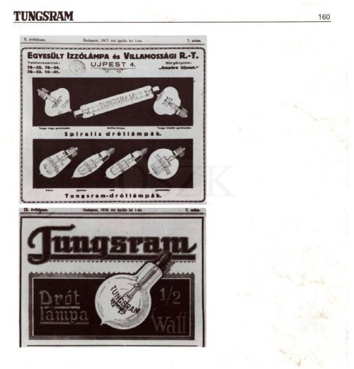 THE HISTORY OF TUNGSRAM 1896-1945 - MEK