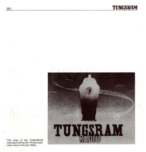 THE HISTORY OF TUNGSRAM 1896-1945 - MEK