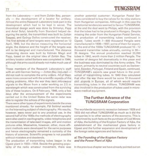 THE HISTORY OF TUNGSRAM 1896-1945 - MEK