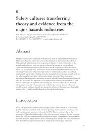 Safety culture: transferring theory and evidence ... - Industrial Centre