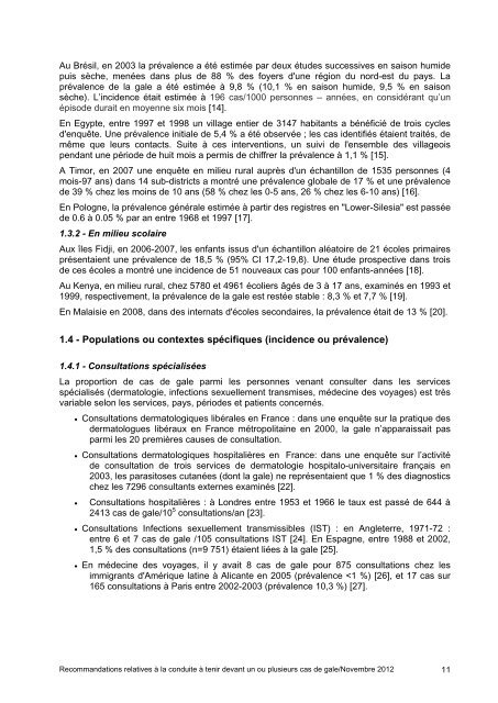 Survenue de un ou plusieurs cas de gale. Conduite Ã  tenir (HCSP ...