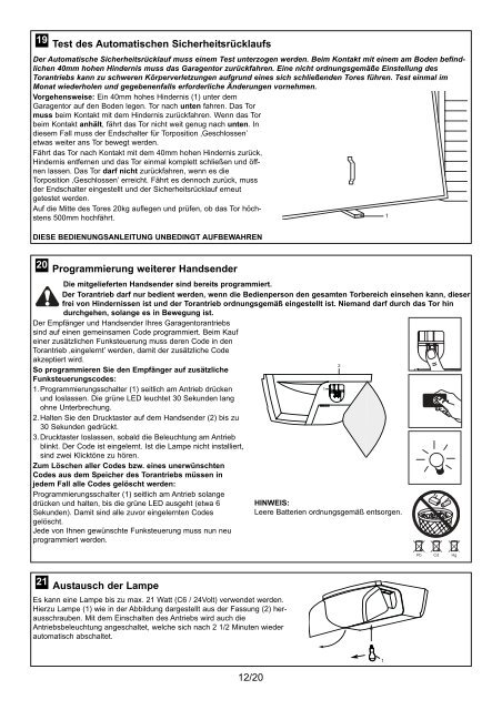 und Bedienungsanleitung für Homentry Garagentoröffner - Nothnagel