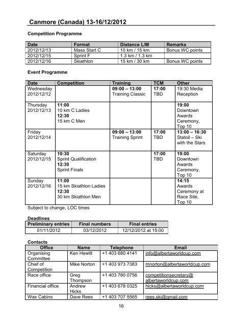 Team Guide Cross-Country 2012-2013 (status: 30.10 - Fis