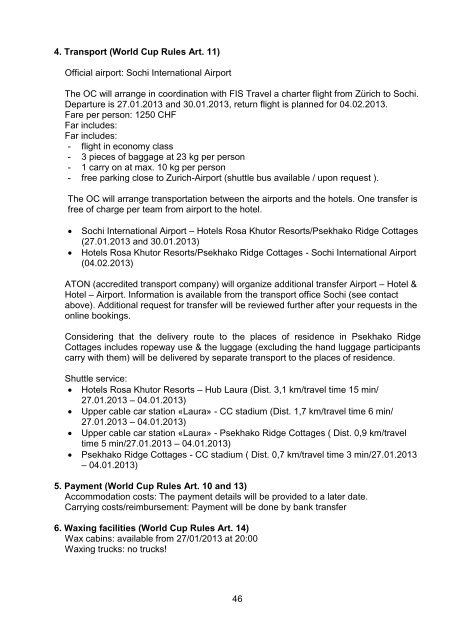 Team Guide Cross-Country 2012-2013 (status: 30.10 - Fis