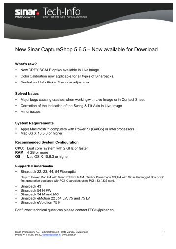New Sinar CaptureShop 5.6.5 â Now available for Download
