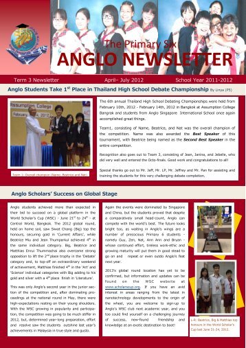 Term 3 Newsletter - Anglo Singapore International School