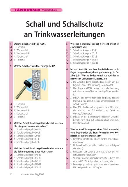 Schall und Schallschutz an Trinkwasserleitungen