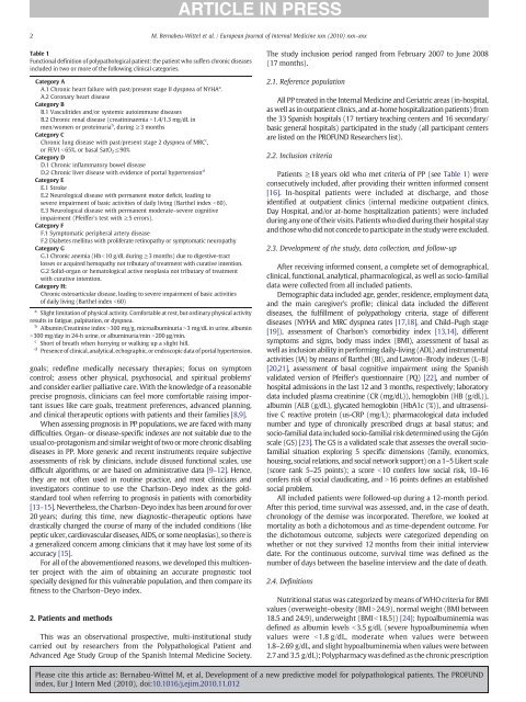 Development of a new predictive model for polypathological patients ...