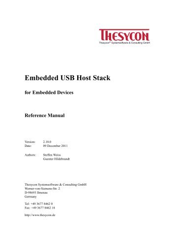 Embedded USB Host Stack - Thesycon Systemsoftware ...