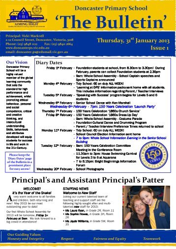2013 Newsletter 1 - Doncaster Primary School