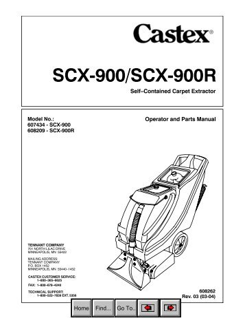 Castex SCX-900/900R Operator ans parts - Tennant Company