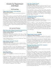 Awards by Department and Major - St. Mary's College of Maryland