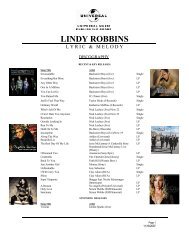 LINDY ROBBINS - Universal Music Publishing Group