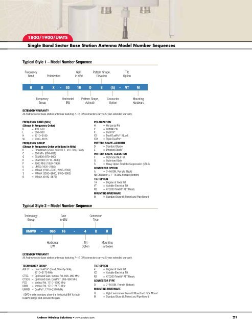 Base Station Antenna Systems 2008 Product Selection Guide - AVW