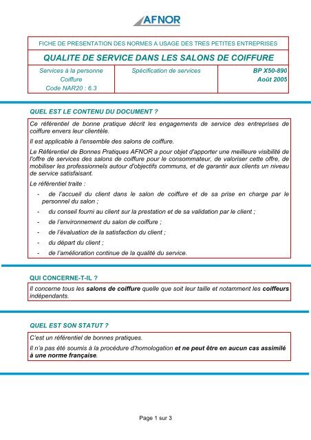 Services Fiche BP X50-890