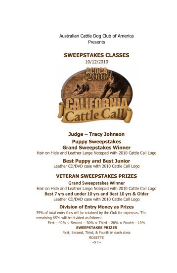 sweepstakes - Australian Cattle Dog Club of America, Inc.