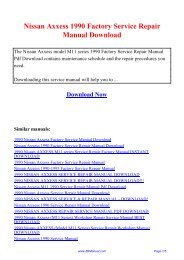 Nissan Axxess 1990 Factory Service Repair Manual ... - Bit Manual