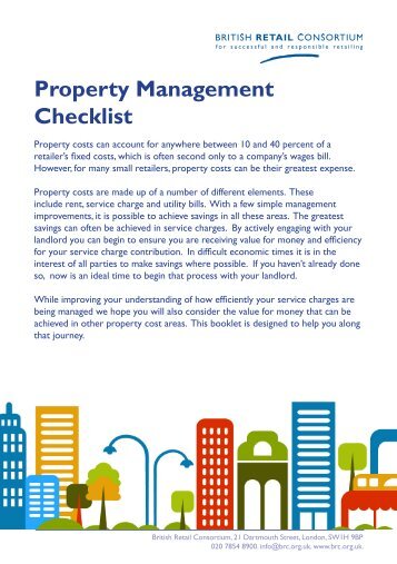 Property Management Checklist - British Retail Consortium