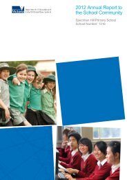 2012 Annual Report - Specimen Hill Primary School