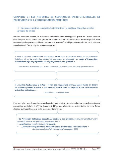 Groupes de jeunes et pratiques de prÃ©vention spÃ©cialisÃ©e