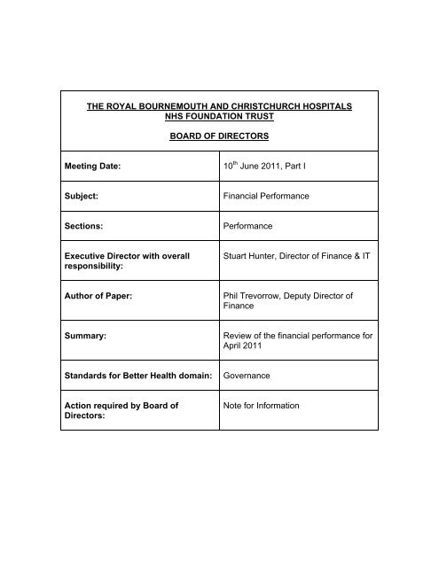 View June's Board Pack - Royal Bournemouth Hospital