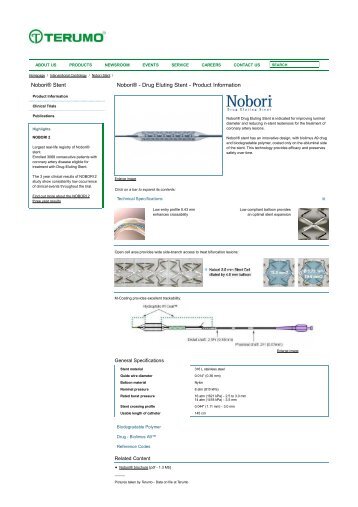 Nobori® - Drug Eluting Stent - Product Information Nobori® Stent