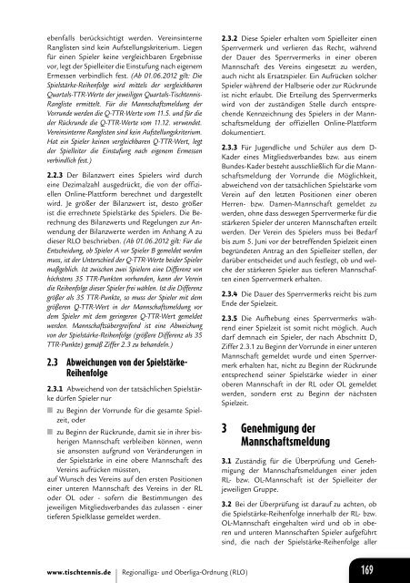 und Oberliga-Ordnung (RLO) - Deutscher Tischtennisbund DTTB