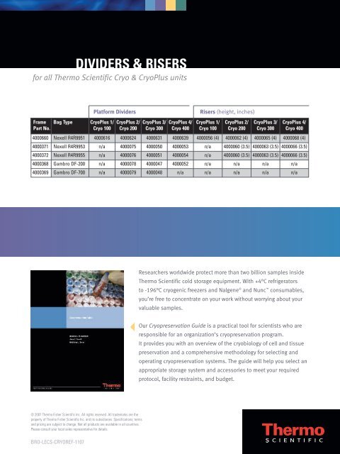 Thermo Scientific Cryo and CryoPlus®  Quick Reference Guide for ...