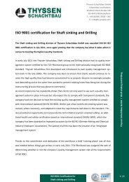 ISO 9001 certification for Shaft sinking and Drilling - Thyssen ...