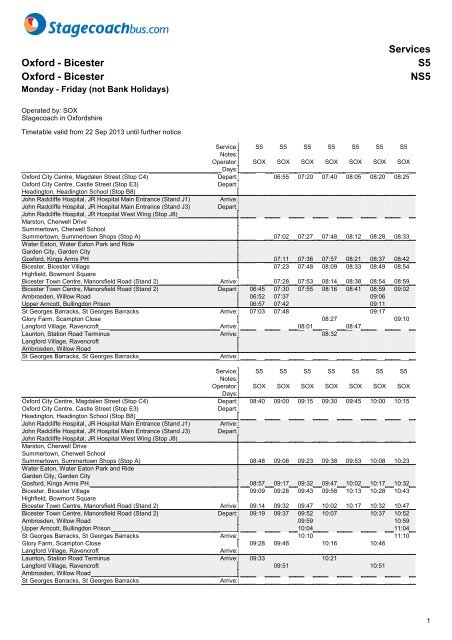 Service Oxford - Bicester S5 - Stagecoach