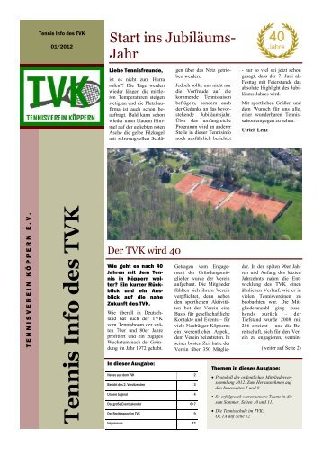 Te nnis Info des TVK - Tennisverein Köppern eV