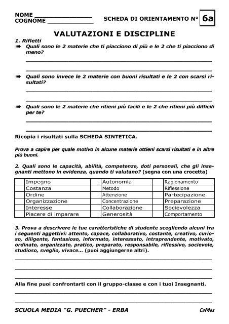 Scheda di orientamento - scuola secondaria statale di primo grado g ...